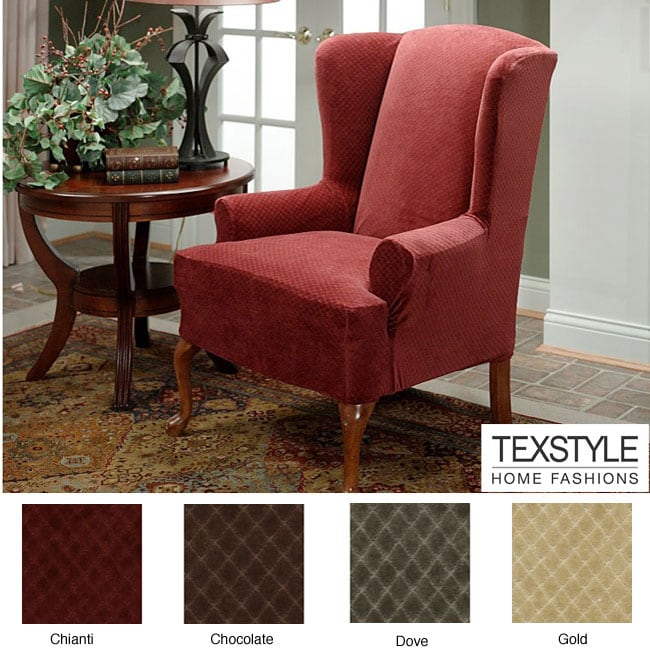 TexStyle Diamond Stretch Wing Chair Slipcover  