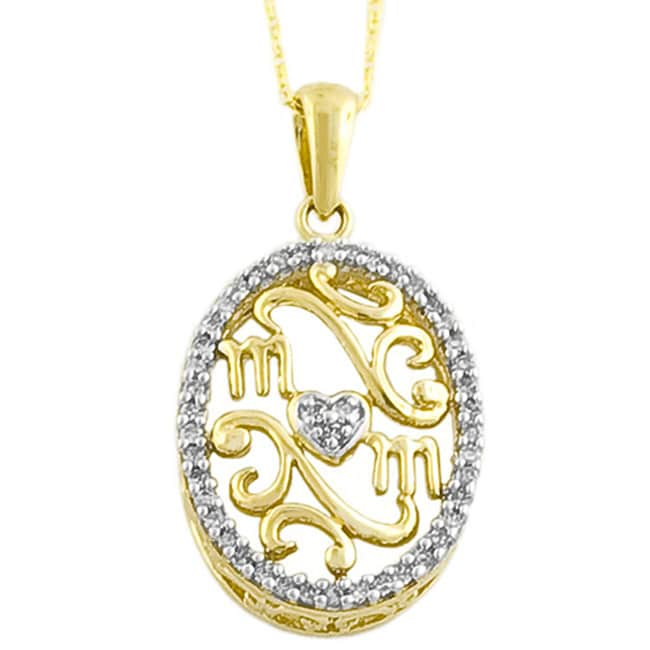 10k Yellow Gold 1/8ct TDW Diamond Mom Necklace  