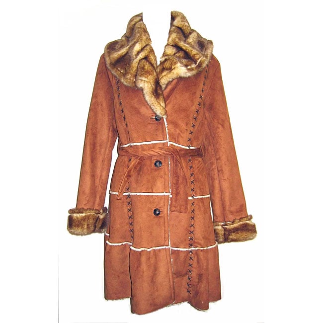 Regent Park Womens Faux Shearling Long Coat  