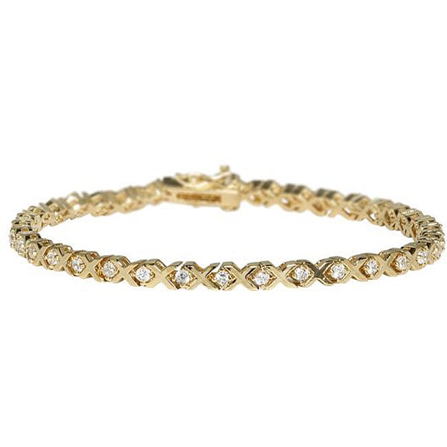 14k Gold Overlay CZ XOXO Tennis Bracelet  