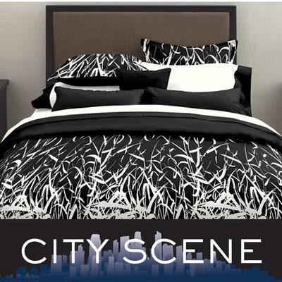 City Scene Black/ White Bamboo Print 7-piece Bed in a Bag with Sheet Set