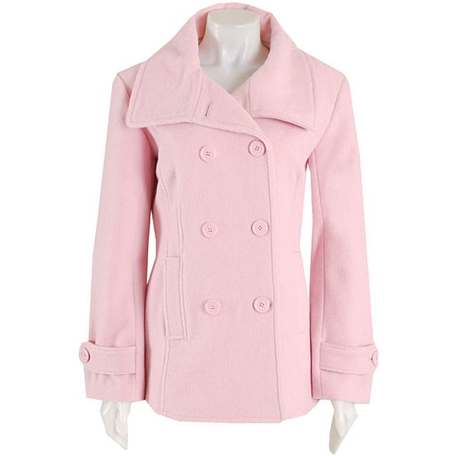 Black Rivet Women's Pink Button-front Wool Peacoat - Free Shipping ...