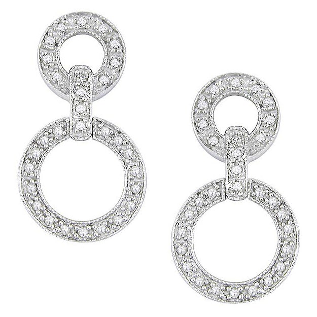 14 k White Gold 1/4 ct TW Diamond Circle Earrings  