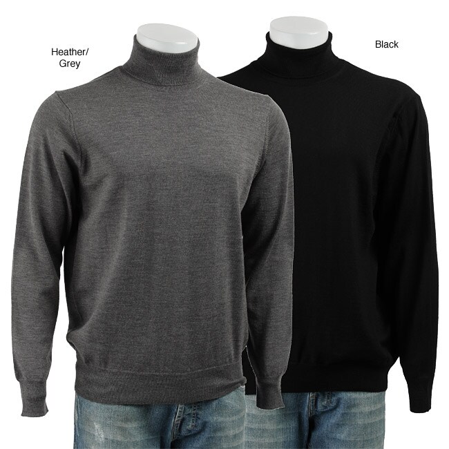 Toscano Men's Italian Merino Wool Turtleneck Sweater - Free Shipping ...