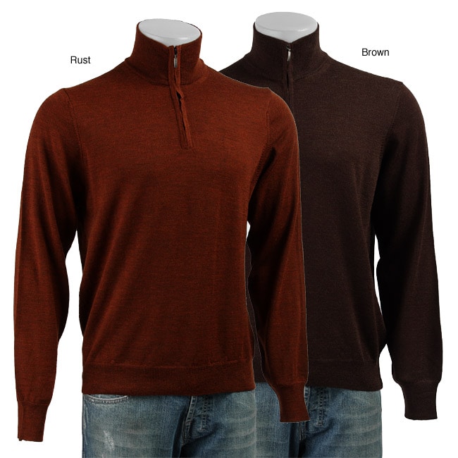 Toscano Men's Italian Merino Wool Zip-up Turtleneck Sweater - Free ...