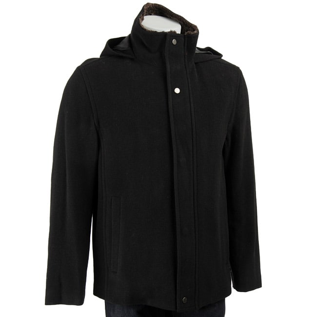 Marc New York Mens Italian Wool Coat with Hood  