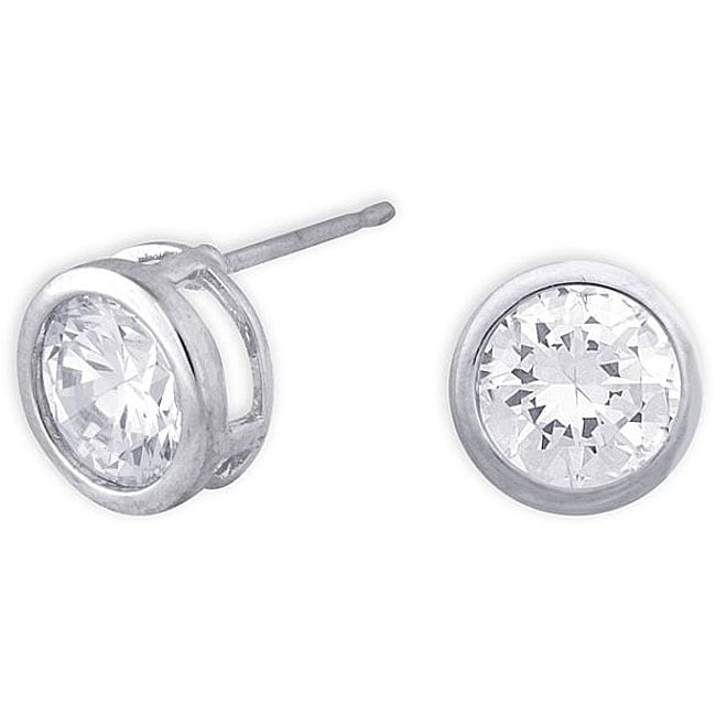 14k White Gold Overlay CZ Solitaire Earrings Today $27 