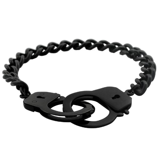 Black Stainless Steel Handcuff Bracelet  