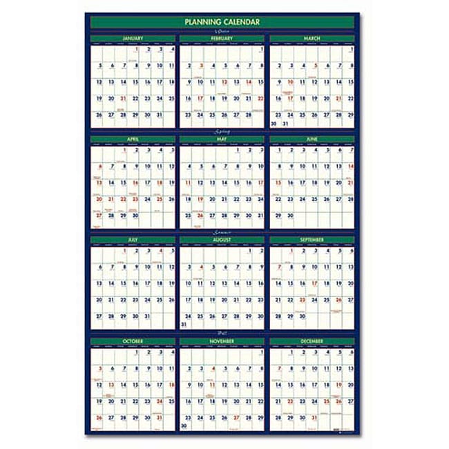 Poster Style Fiscal Wall Calendar  