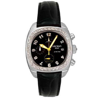 Locman Mens 1970 Collection Leather Strap Watch  