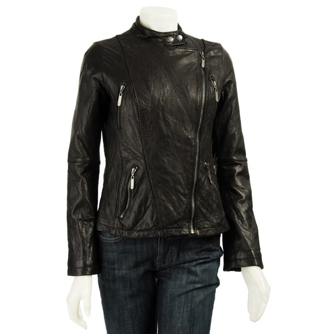 MICHAEL Michael Kors Womens Leather Biker Jacket  