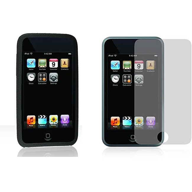 iPod Touch 2 Silicone Skin Black Protector Case  
