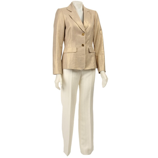 Tahari ASL Womens Gold Palm Beach Pant Suit   Shopping