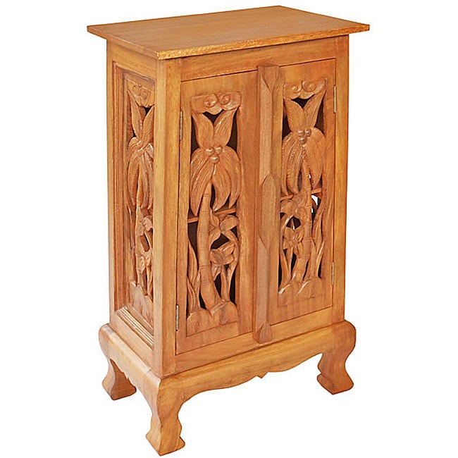 Hand carved Palm Trees 32 inch Storage Cabinet  