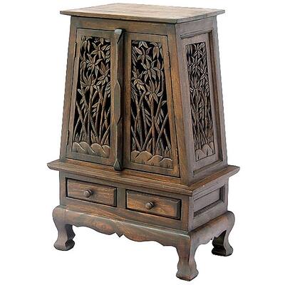 Carved Bamboo Trees Storage Cabinet/ Side Table