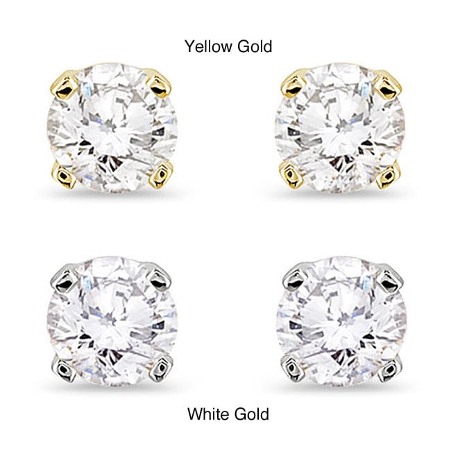 14k Gold 1/3ct TDW Round Diamond Stud Earrings (J K, I2 I3)