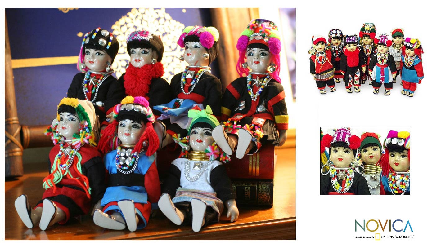 Set of 7 Northern Hill Tribes Dolls (Thailand)  