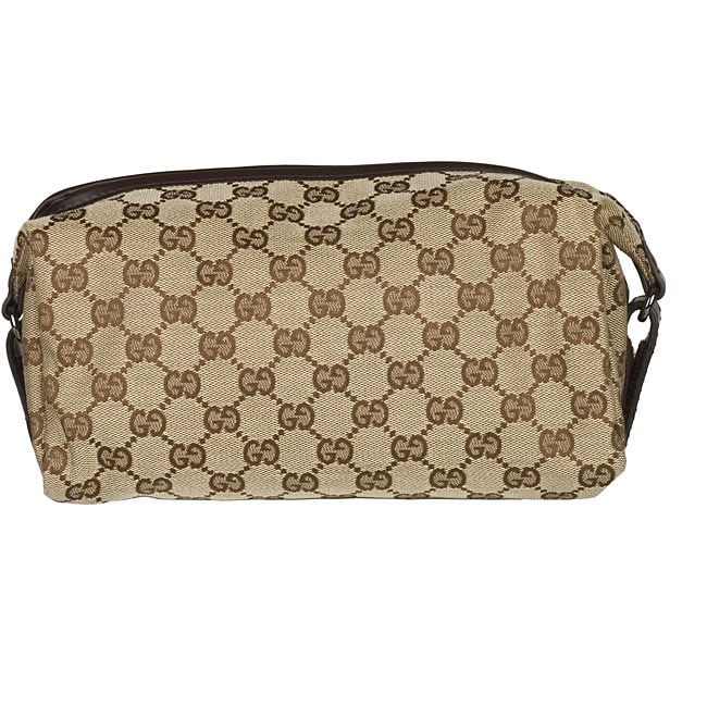 Gucci GG Plus Beige Mens Jacquard Logo Dop Kit  