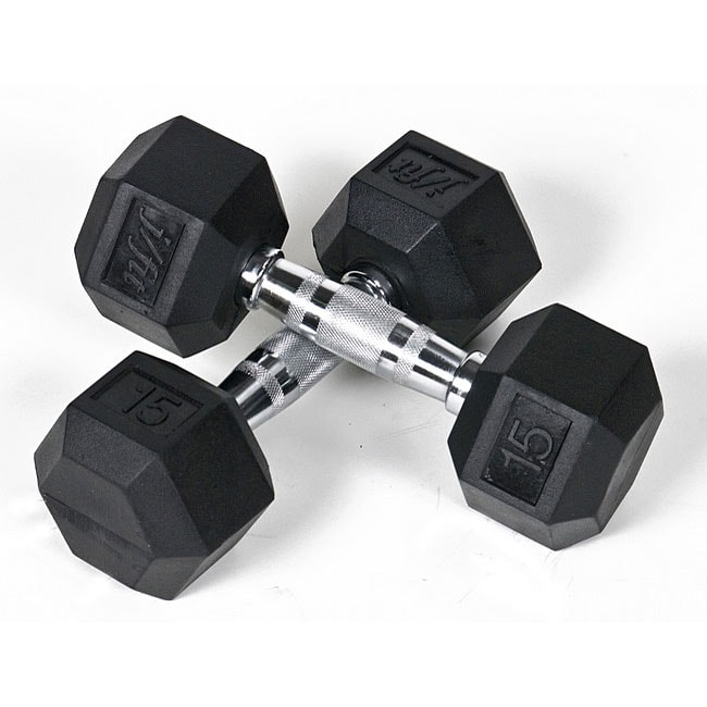 Rubber 15 pound Dumbbells (Set of 2)