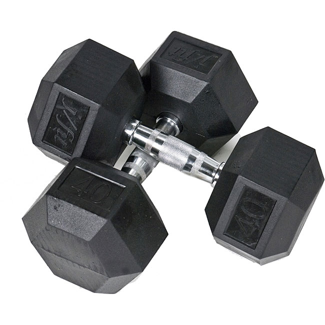 Rubber 40-pound Dumbbells (Set of 2) - 11553749 - Overstock.com ...