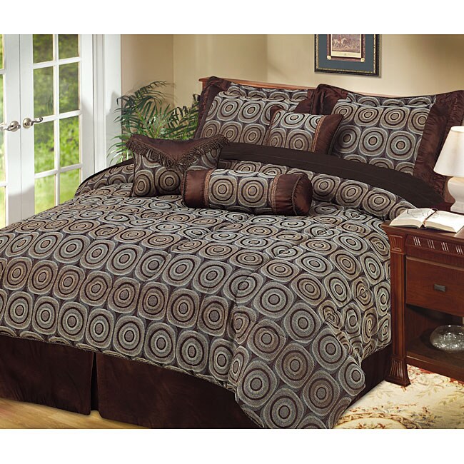 Shop Arcadia 7piece Chocolate Brown Comforter Set Free Shipping Today 3484293