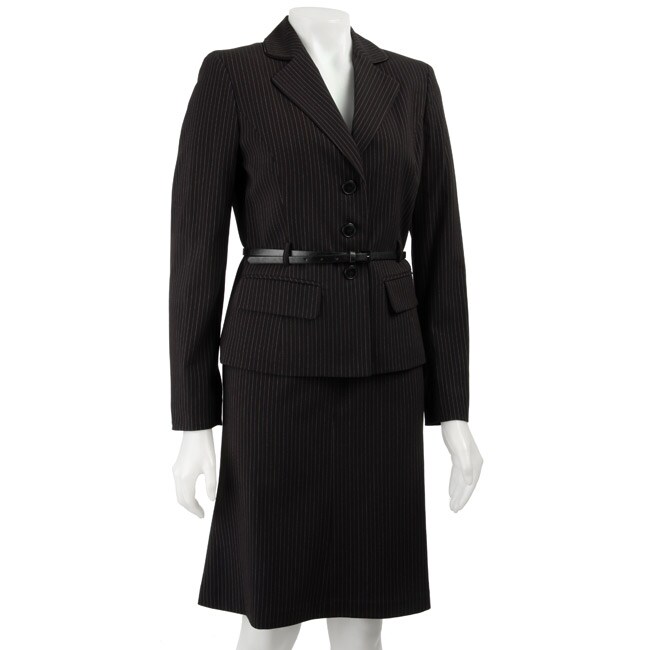 Jones New York Women's Black Pinstripe 2-piece Belted Skirt Suit ...