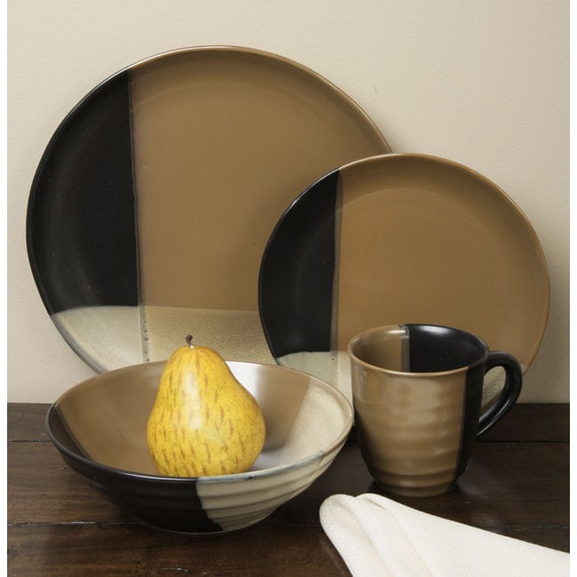Shop Sango Gold Dust Black 16-piece Dinnerware Set - Free Shipping ... Shop Sango Gold Dust Black 16-piece Dinnerware Set - Free Shipping ...