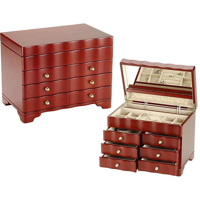 Large Cherry Multidrawer Jewelry Box Free Shipping Today Overstock