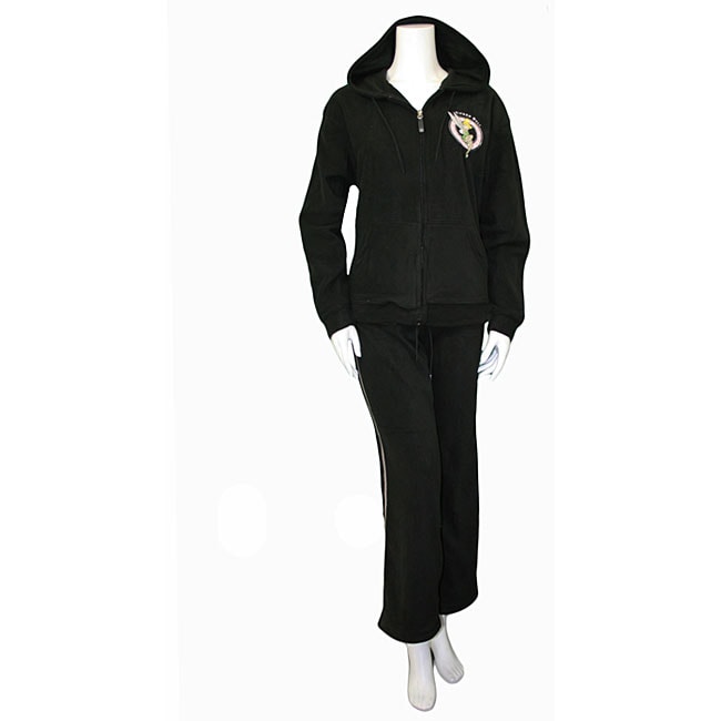 Disneys Tinkerbell Womens Black Fleece Jog Set  