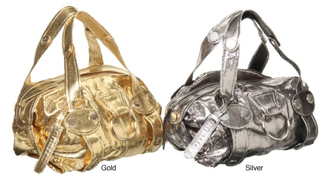 Gustto Metallic Snakeskin Baca Handbag  