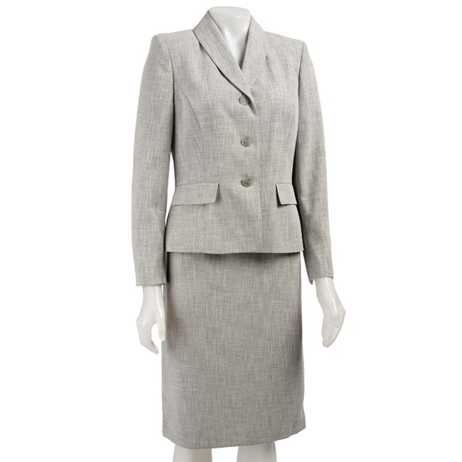 Le Suit Womens Two piece Three button Skirt Suit  