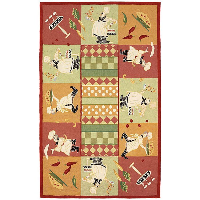 Hand hooked Chefs Cotton Rug (8 x 10)