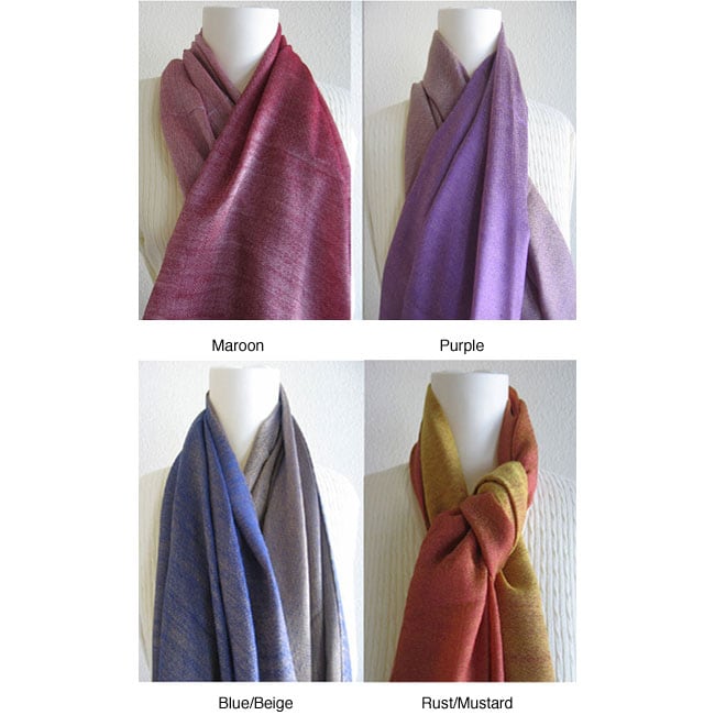 Silk and Wool Two tone Scarf (India)  