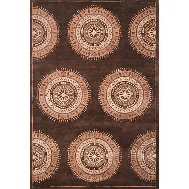 Brown Moda Wool Contemporary Rug - 5' x 8'