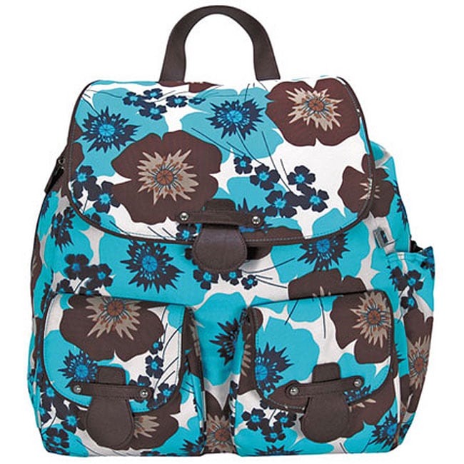 OiOi Pansy Diaper Backpack in Blue and Chocolate  