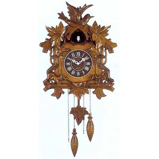 Brown Handcrafted Cuckoo Wall Clock With Silent Movement