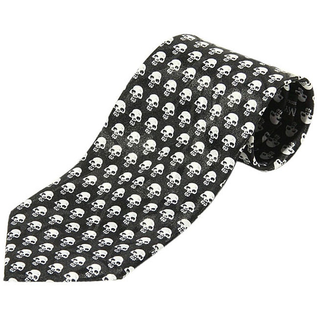 Mystic Clothing Satin White Skulls Punk Tie  