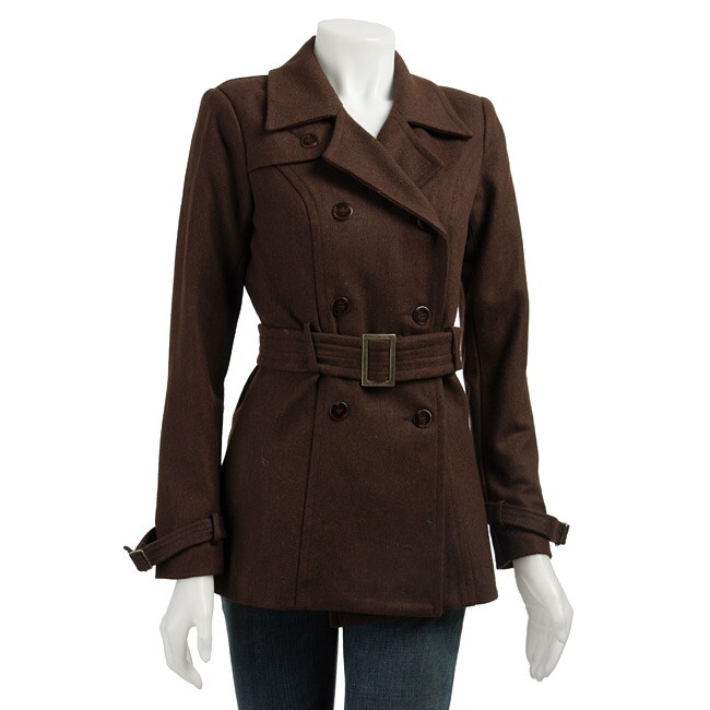 Rampage Junior's Wool Trench Coat - 11584794 - Overstock.com Shopping ...