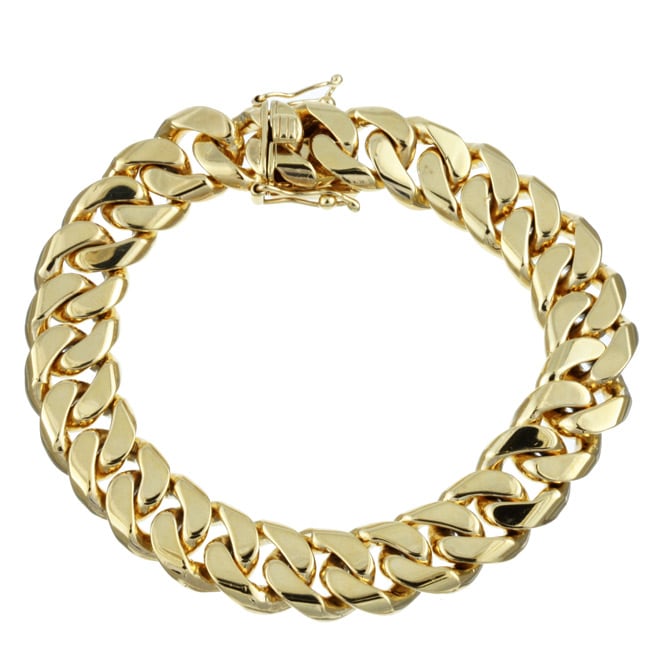 Gold over Silver 8 Inch Cuban Link Bracelet (13.25mm)