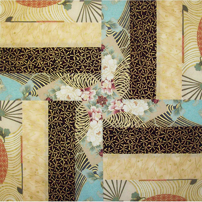 Kyoto Gardens Fabric Rail Fence Quilt Kit  