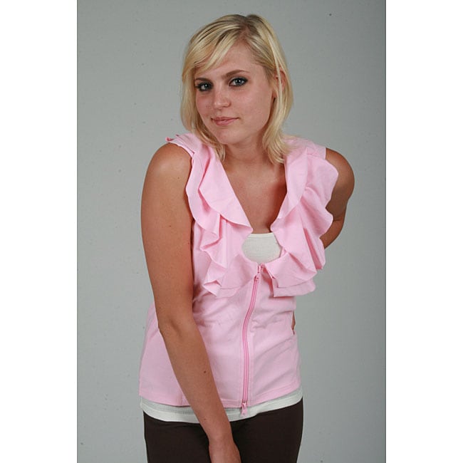 Yogacara Womens Pink Sporty Ruffled Vest  