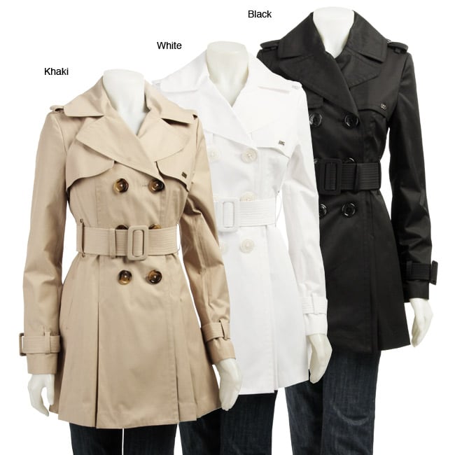   Womens Double breasted Pleated bottom Trench Coat  
