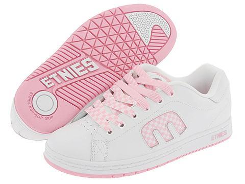 pink and white etnies