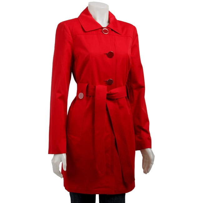 London Fog Women's Red Belted Trench Coat - 11602874 - Overstock.com ...