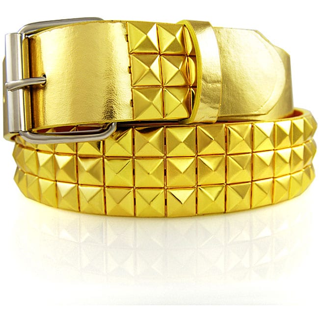 JK Belts Unisex 3 row Gold Studded Gold Belt  