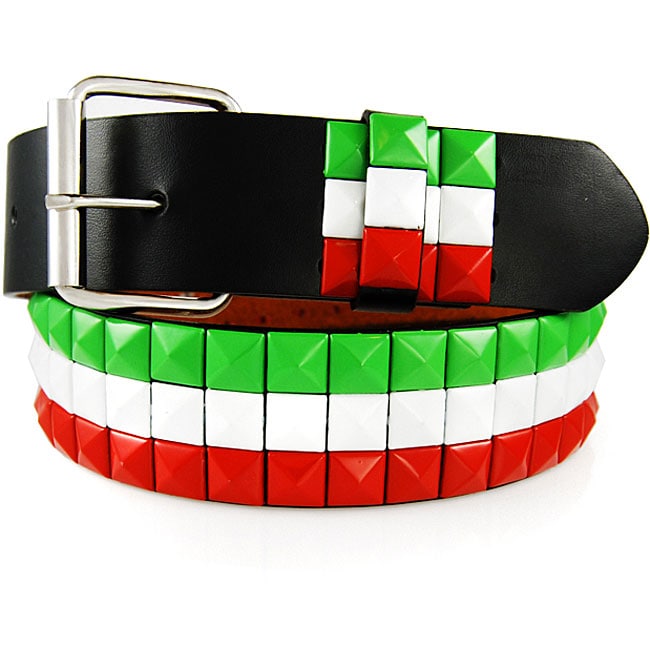 JK Belts Unisex 3 row Italian Color Studded Belt  