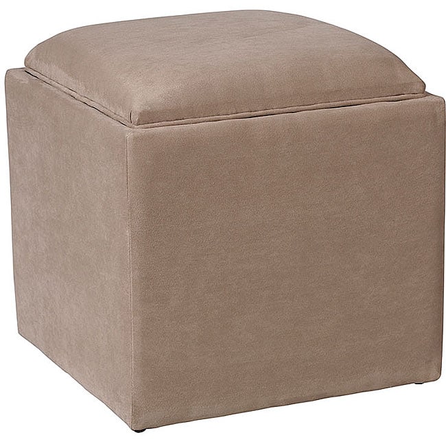 Mocha Microfiber Storage Ottoman with Tray  Free Shipping Today  Overstock.com  11610409