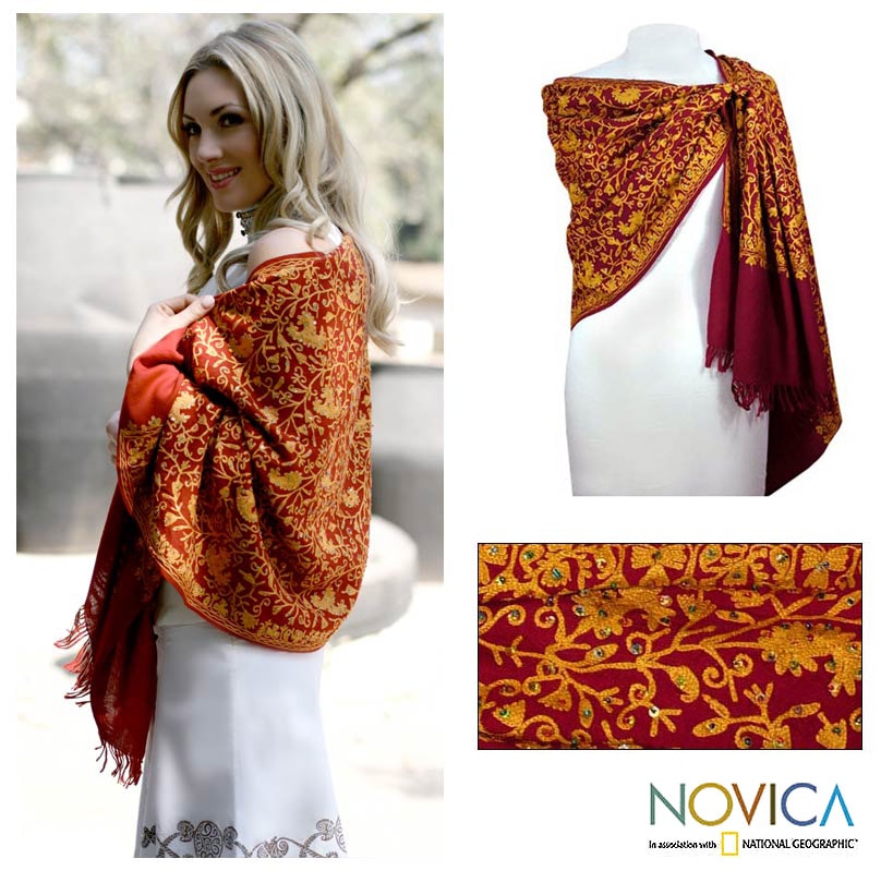 Pashmina Sparkling Wine Paisley Shawl (India)