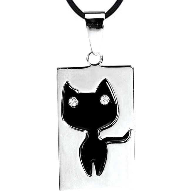 Stainless Steel Black Cat Necklace  