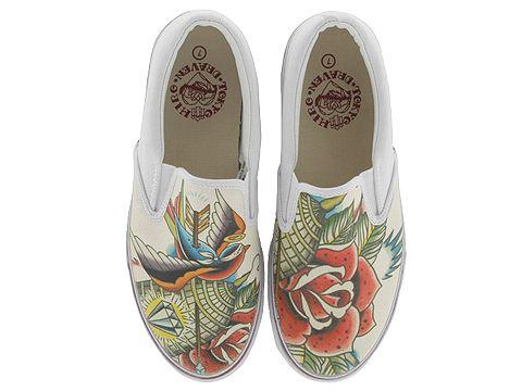 Draven Tokyo Hiro   Bird Cage Slip On White/Black  